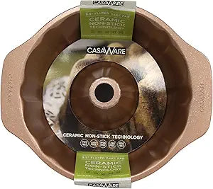 CASAWARE-9.5 FLUTED CAKE PAN-ROSE GOLD GRANITE