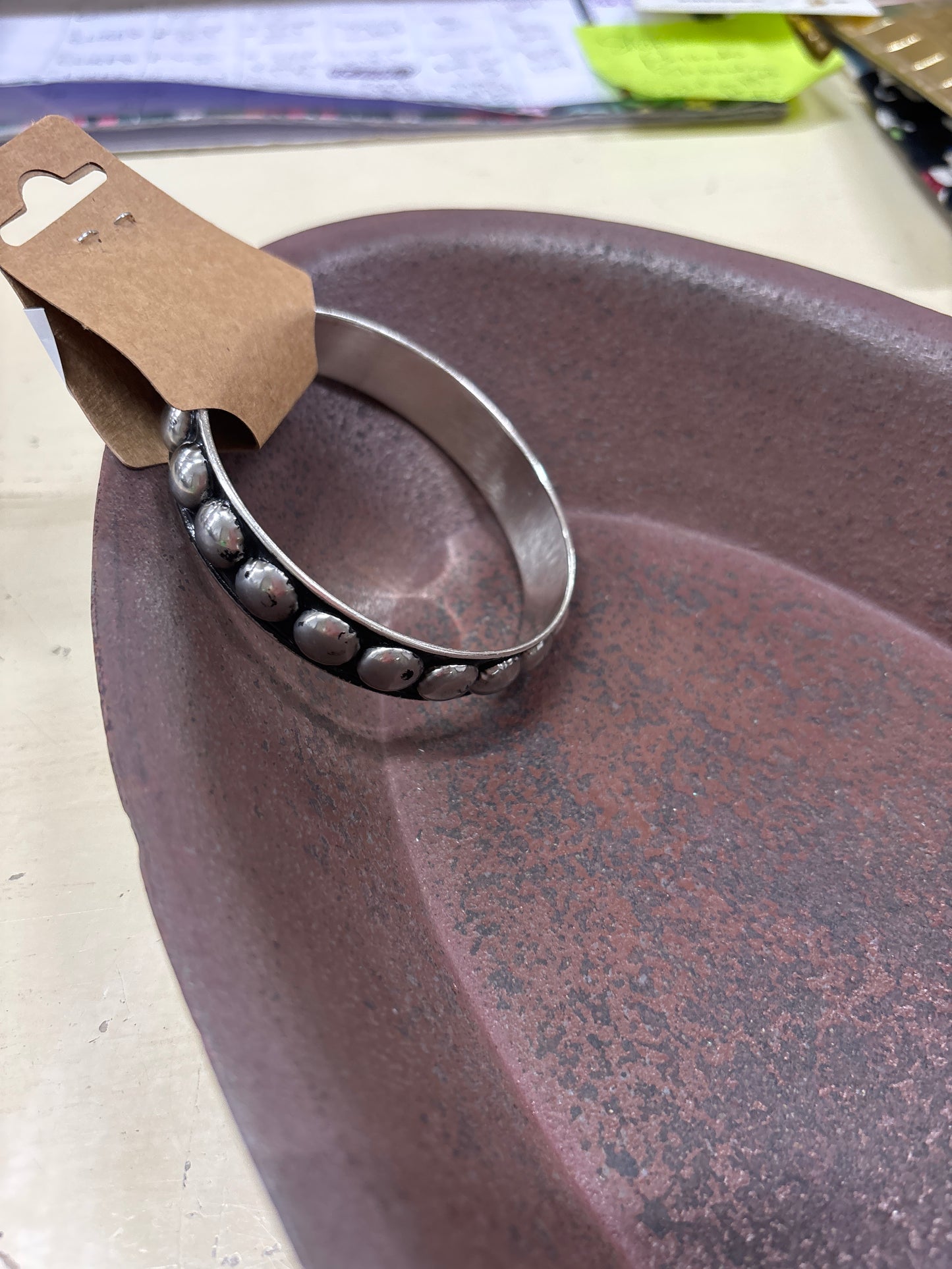 SILVER BANGLE W/BALLS