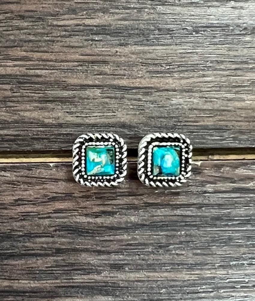 ISAC SQUARE SILVER GEMSTONE STUD