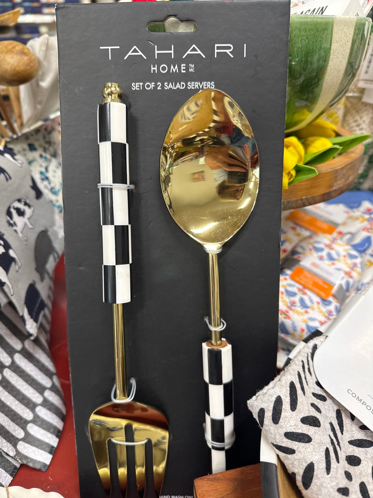 TAHARI-GOLD-BLK/WHITE UTENSILS