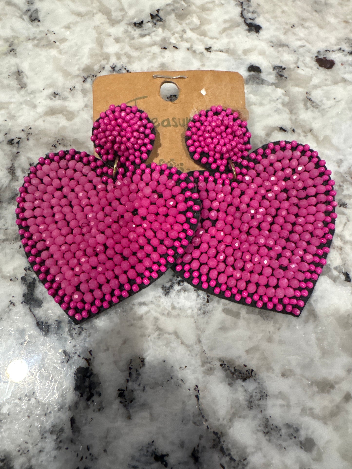 TREASURE HOT PINK HEART EARRINGS