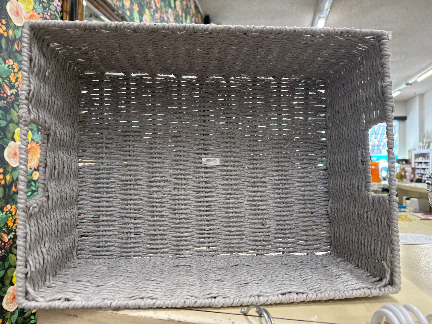 MEDIUM GRAY WICKER BASKET