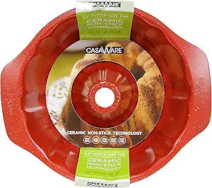 CASAWARE-9.5 FLUTED CAKE PAN-RED GRANITE