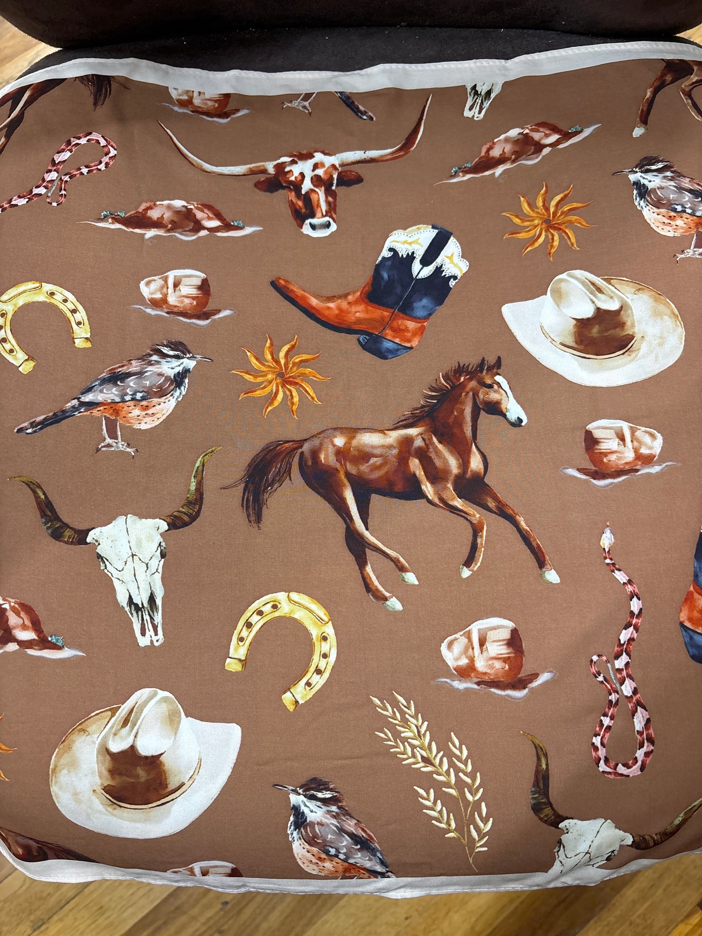 WESTERN SCARF-BROWN SMALL SQUARE