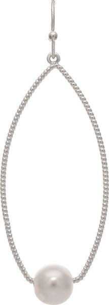 RAIN TEXTURE WIRE FAUX PEARL EARRINGS-SILVER