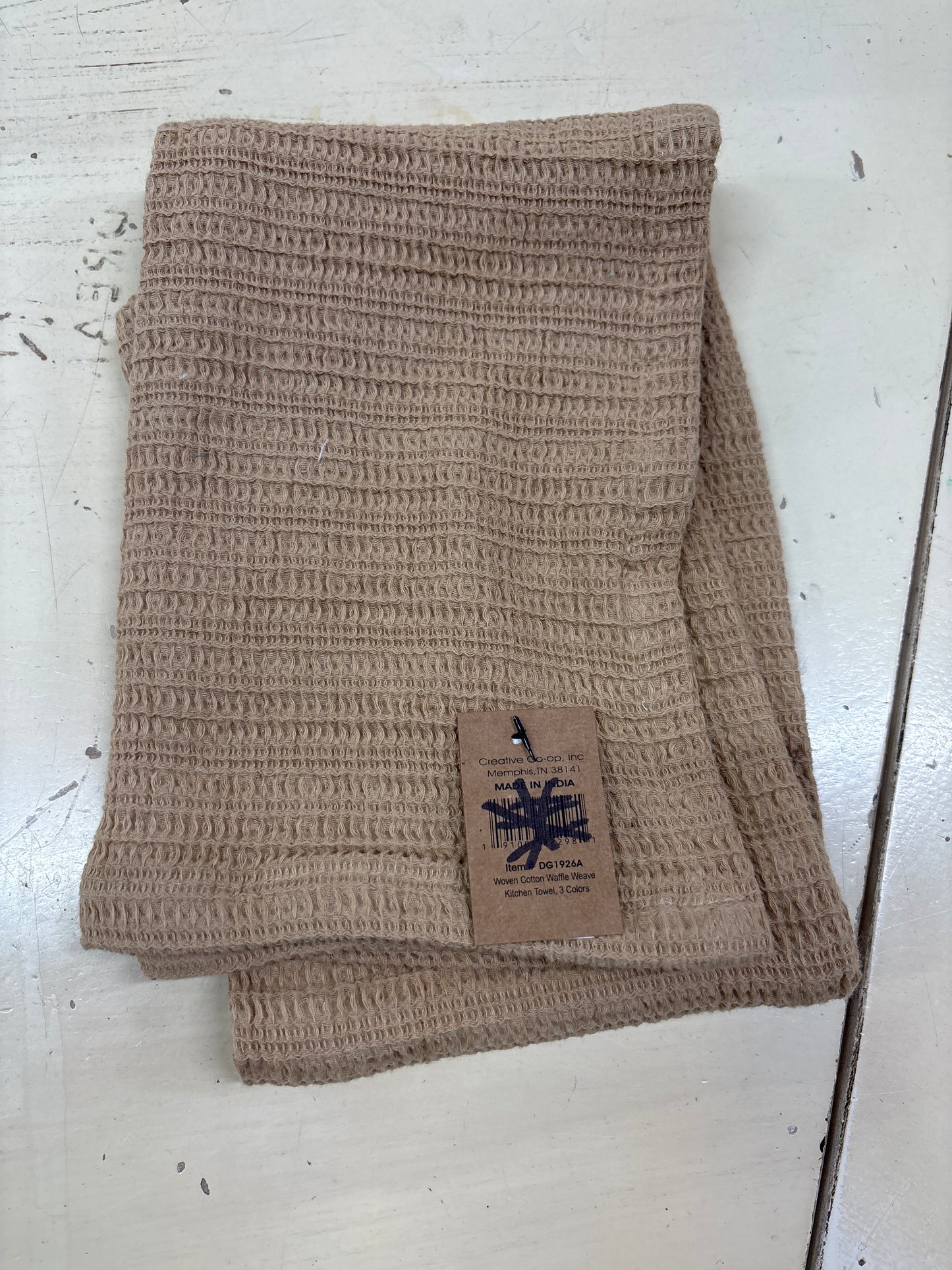 WOVEN COTTON WEAVE TEA TOWEL-TAN