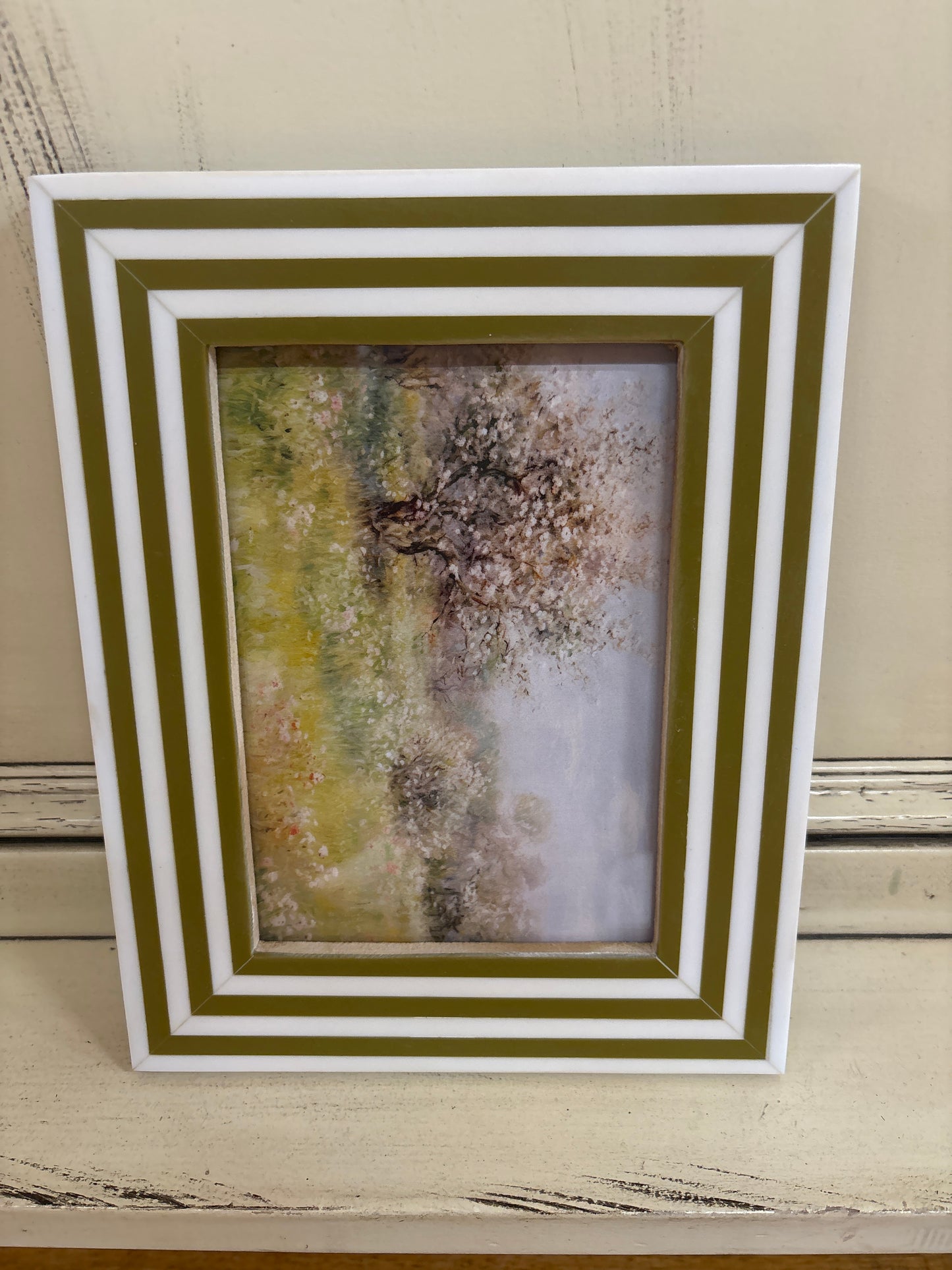 PHOTO FRAME W/STRIPES/OLIVE GREEN