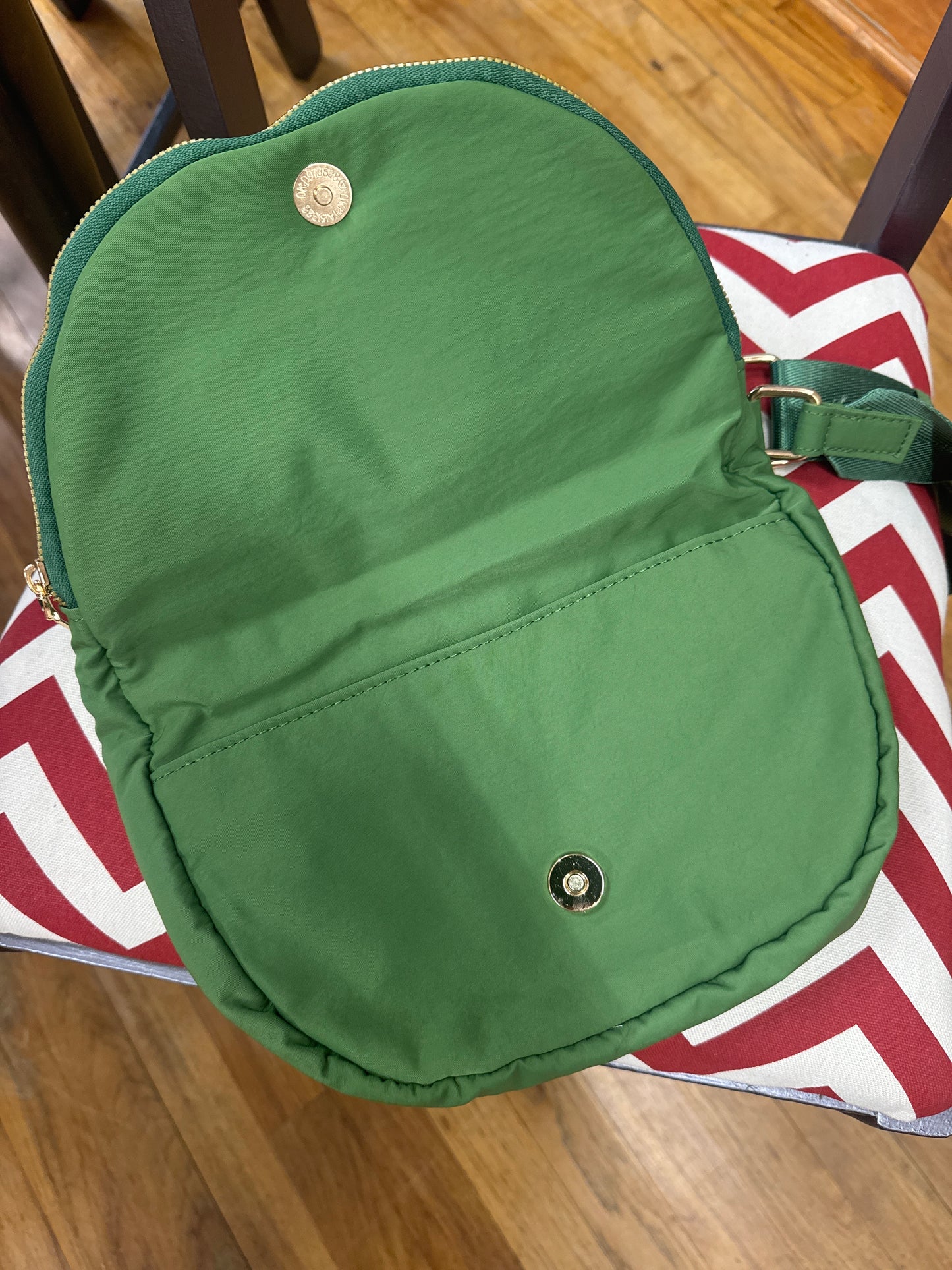 NYLON FOLD OVER FLAP PURSE-GREEN