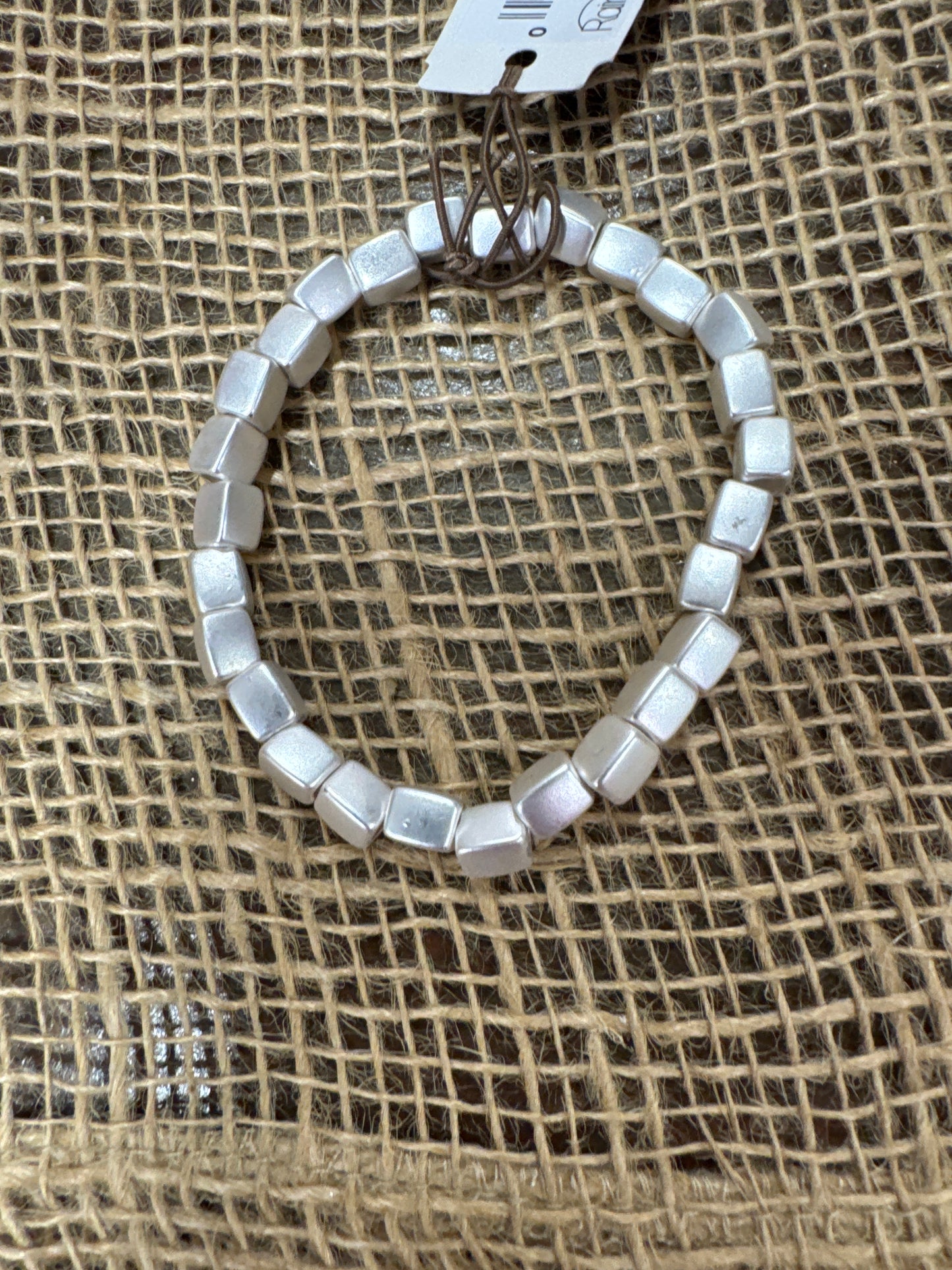 RAIN SQ HEAVY BEADED BRACELET-SILVER