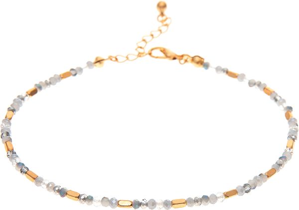RAIN GRAY BEAD LOBSTER CLASP ANKLET