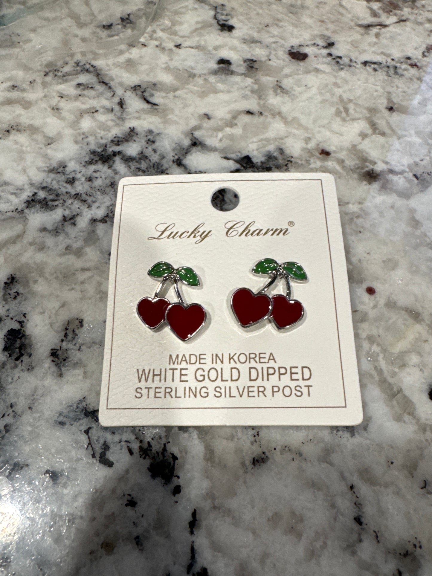 LUCKY CHARM CHERRY HEART EARRINGS