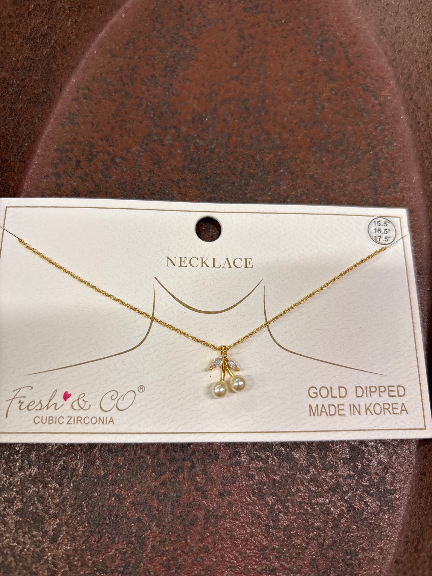 DAINTY GOLD NECKLACE W/PEARL CHERRIES