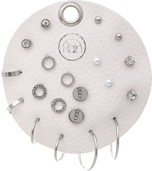 RAIN 10 PAIR SET HOOPS-SILVER