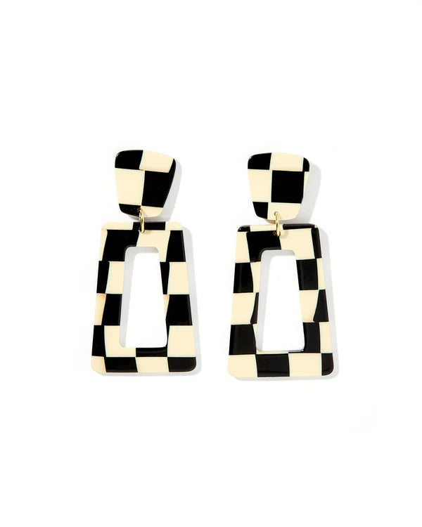 LINNY EARRINGS-KENNEDY-BLACK CHECKERED