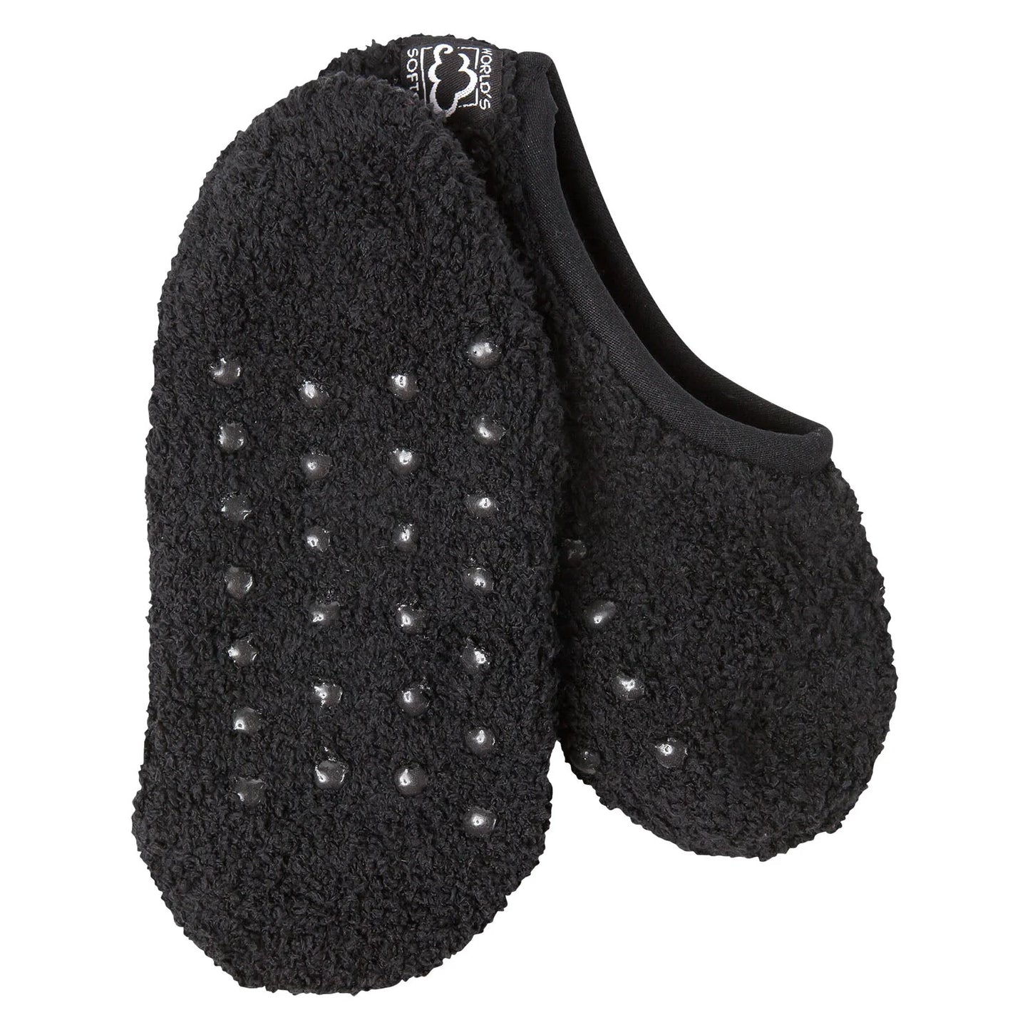 WORLDS SOFTEST SOCK-SLIPPER-BLK W/GRIPPE