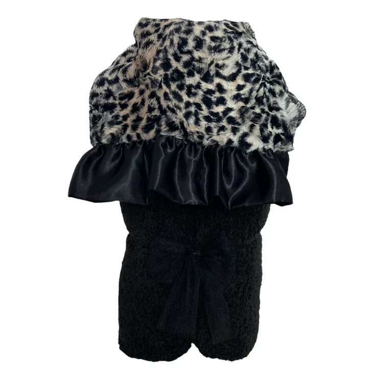 PLUSH HOODED TOWEL-BLACK CHEETAH