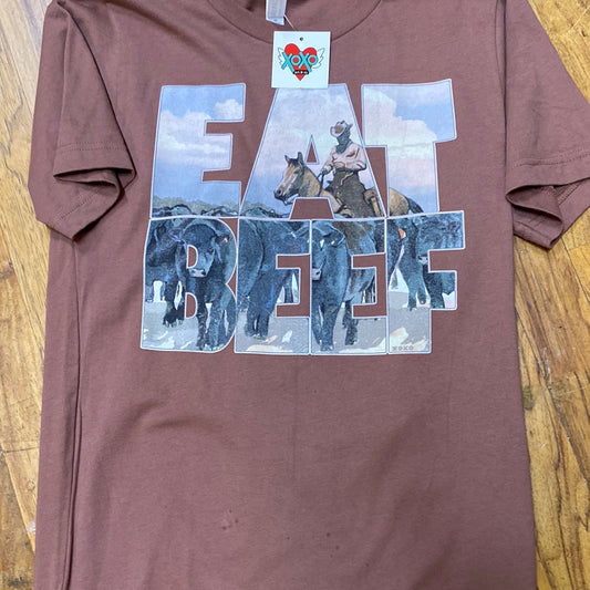 LETTERS EAT BEEF T-SHIRT
