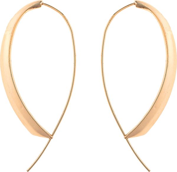 RAIN LONG WIRE ARC EARRINGS-GOLD