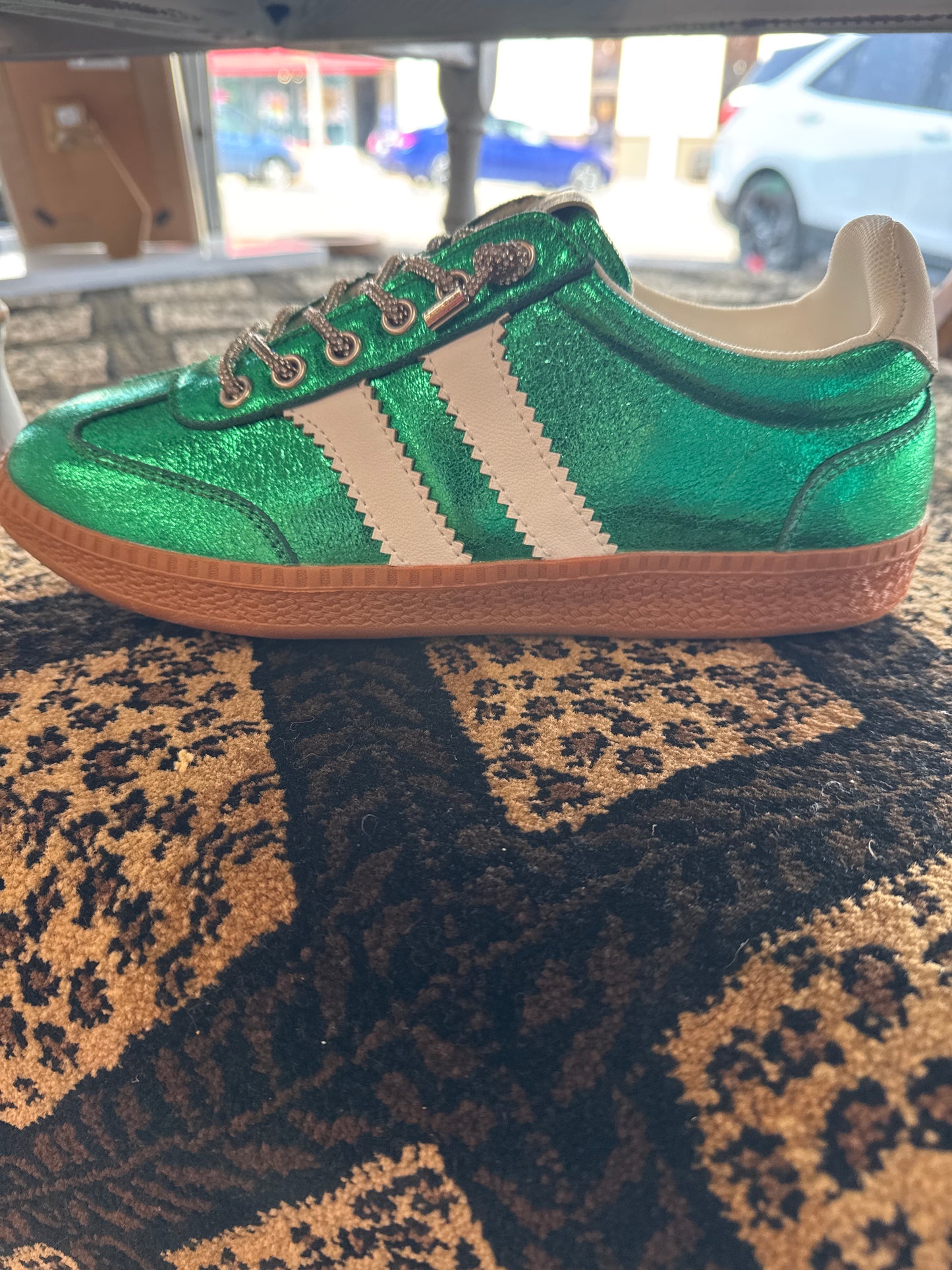 CORKYS METALLIC TENNIS SHOES-GREEN