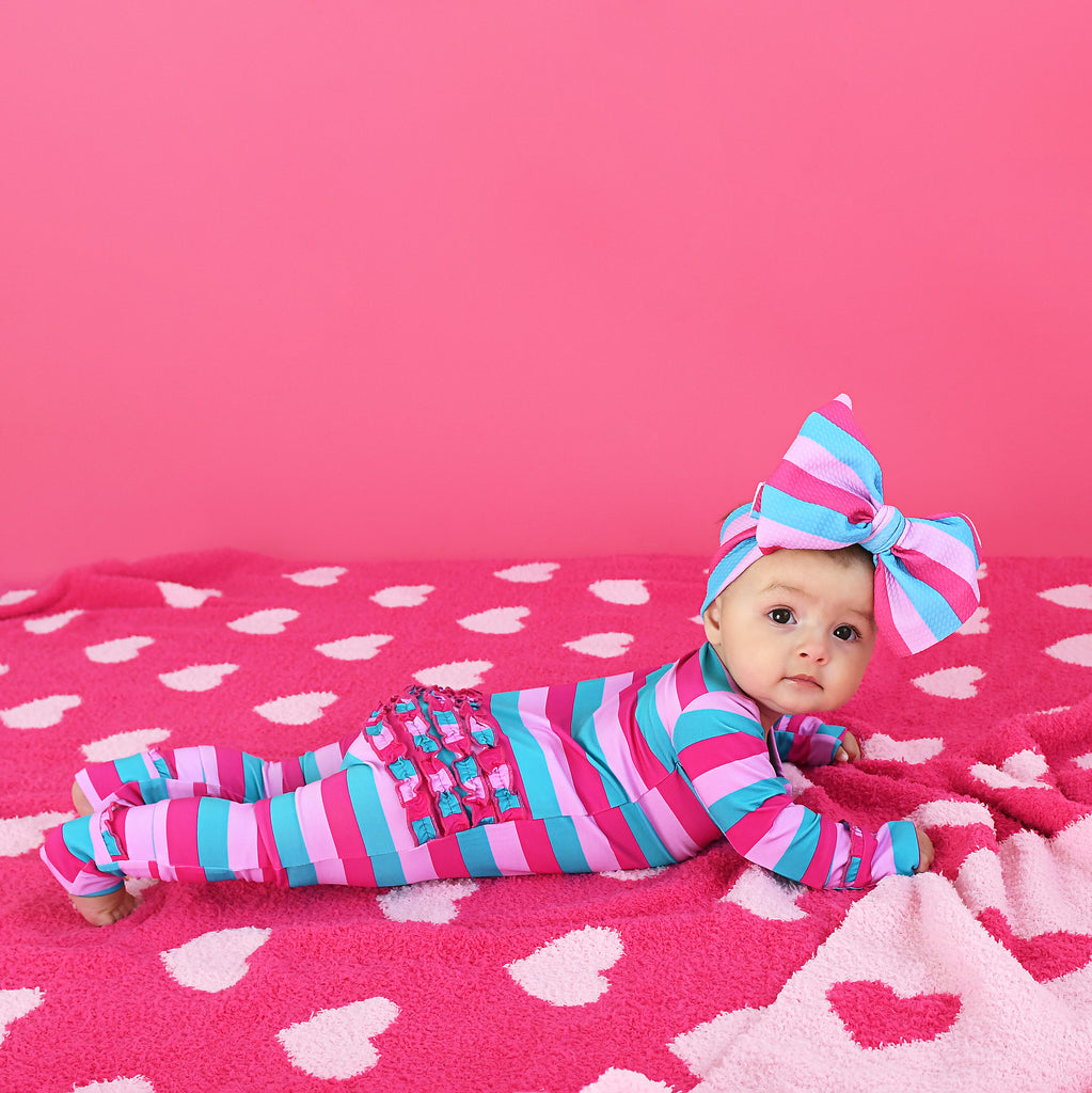 GIGI & MAX RUFFLE FOOTIE-MADDIE STRIPE N