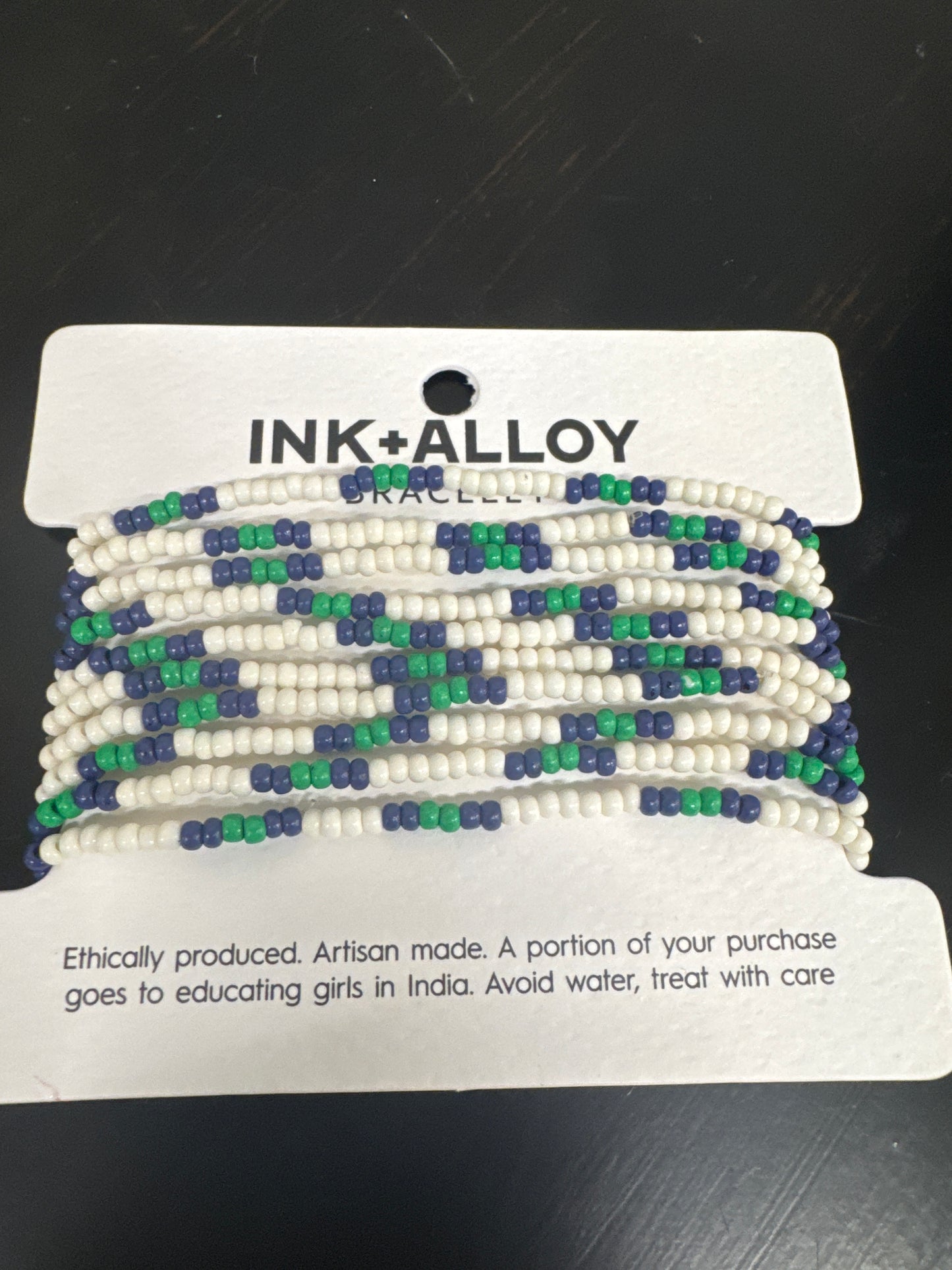 INK & ALLOY 10 STRAND STRETCH BRACELETS-BLUE/GREEN/WHITE