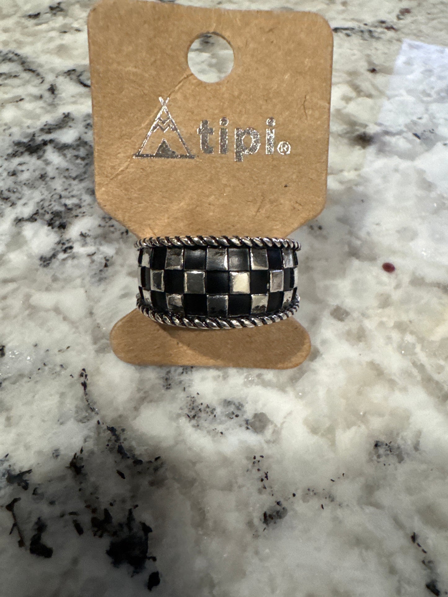 TIPI CHECKERED RING-ADJUSTABLE