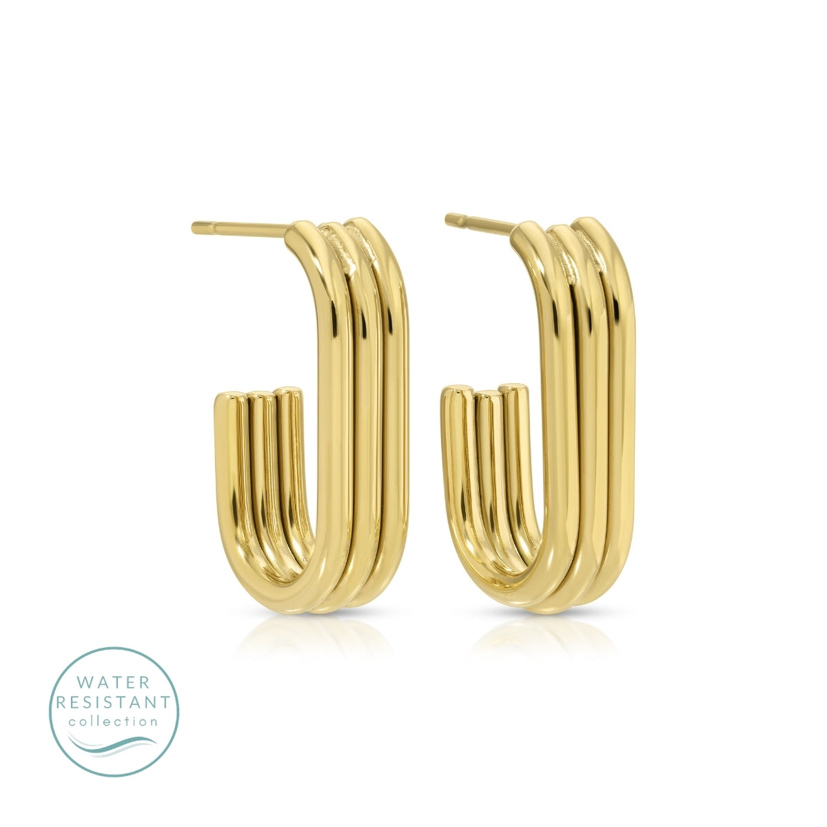 SPLENDID IRIS-ELOGATED TRIP ROW HOOP EARRINGS