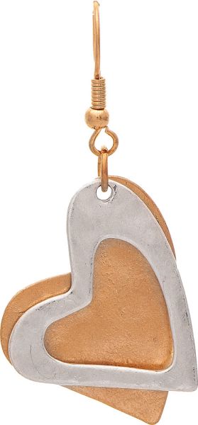 RAIN-TWO TONE LAYERED HEART EARRINGS