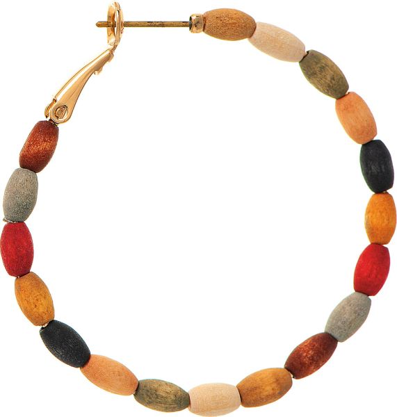 RAIN-DK MLT/WOOD BEAD EARRINGS