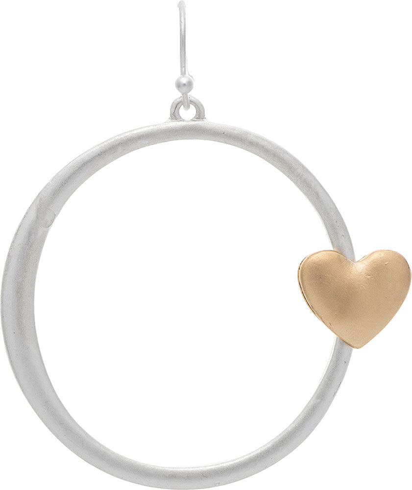 RAIN-SIDE HEART OPEN CIRCLE EARRINGS-TT