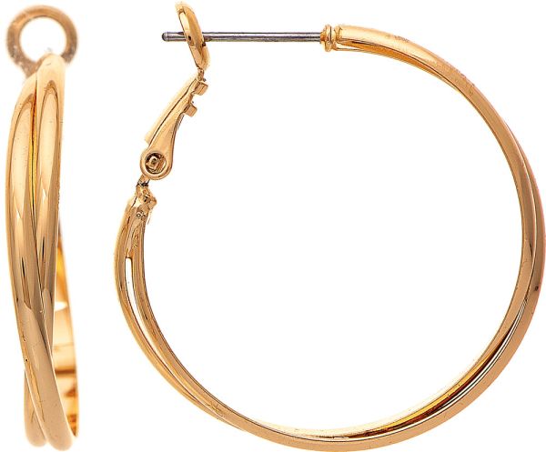RAIN-LEVERBACK DOUBLE HOOP EARRINGS-GOLD
