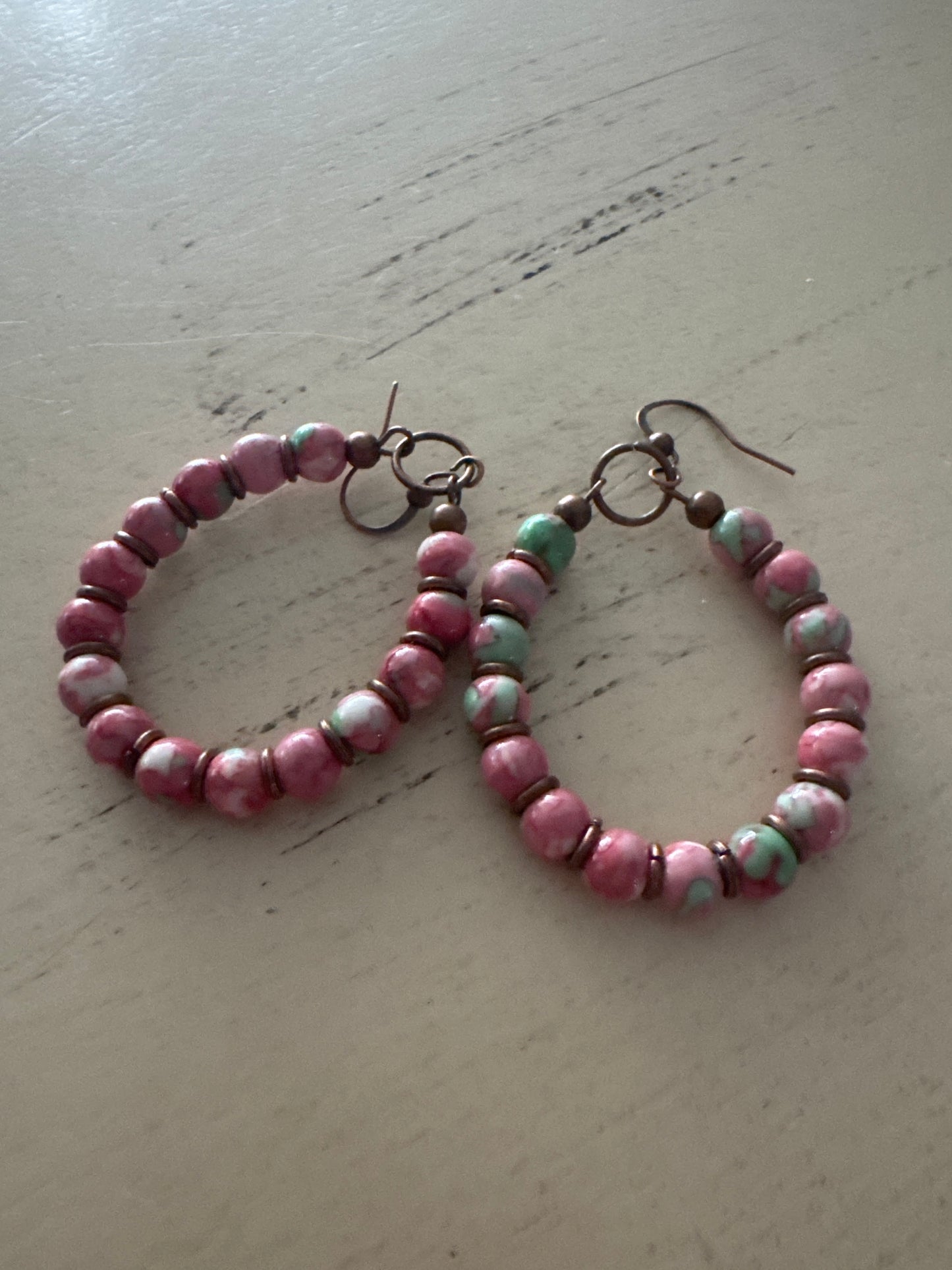 TR PINK BEADED EARRINGS