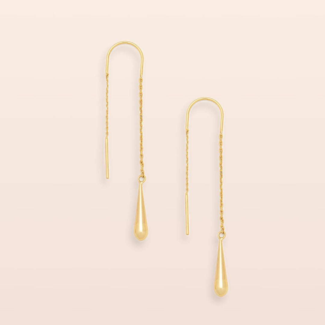 SCOUT-REFINED EARRING-TEARDROP THREADER/GOLD VERMEIL