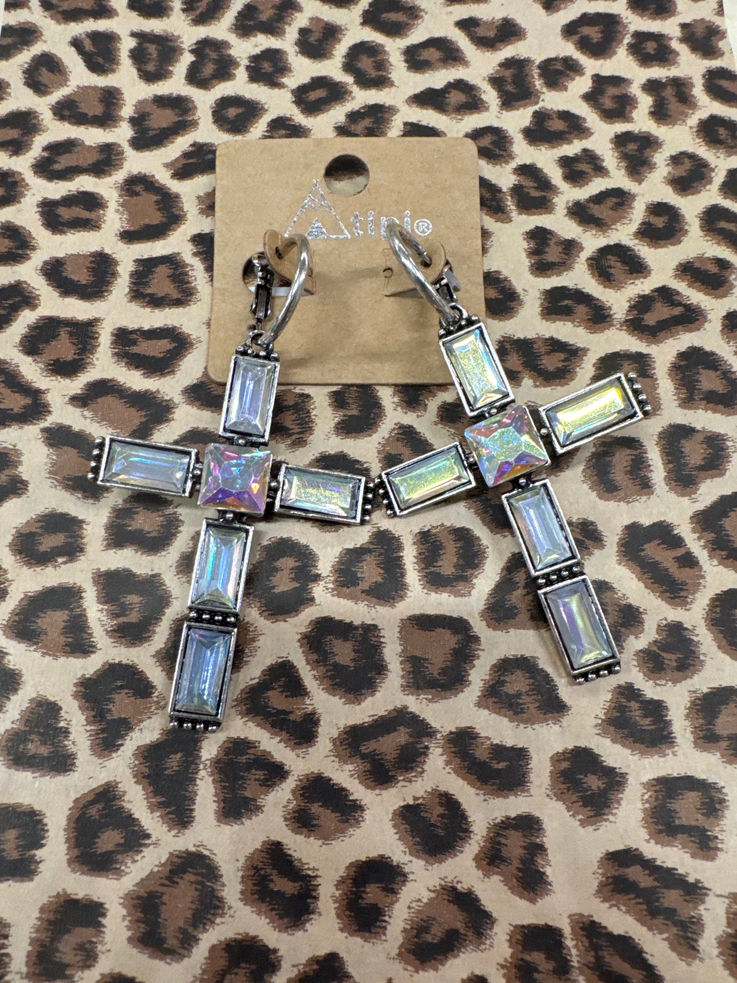 TIPI CLEAR CROSS EARRINGS