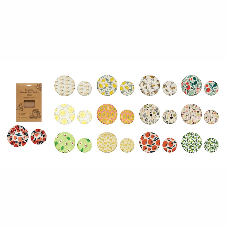 S/2 101/2" RMD/8" REUSABLE FABRIC FOOD COVER