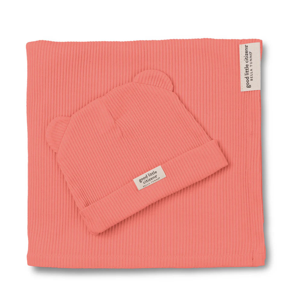 BELLA WATERMELON RIB SWADDLE AND BEANIE