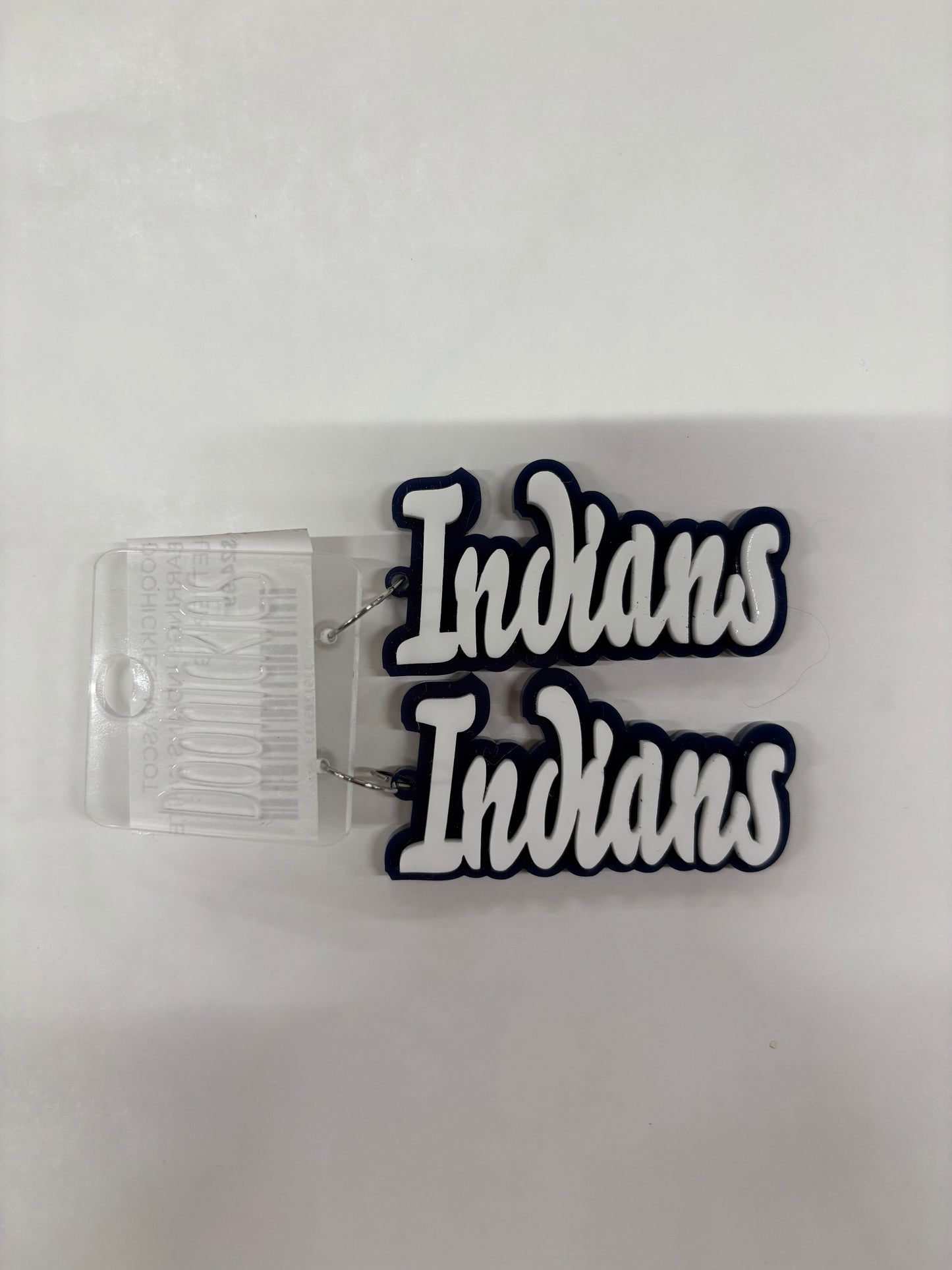 DOOHICKIES- MASCOT EARRINGS INDIANS WHITE LETTERING