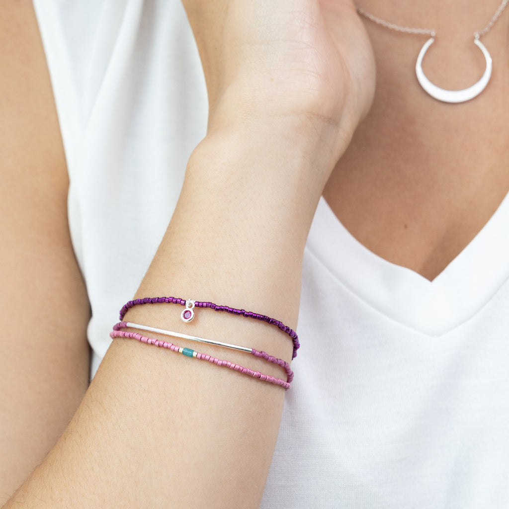 SCOUT-TONAL BRACELET-FUSCHIA-SILVER