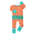 GIGI & MAX RUFFLE ZIP BAMBOO FOOTIE- KELLY LEOPARD