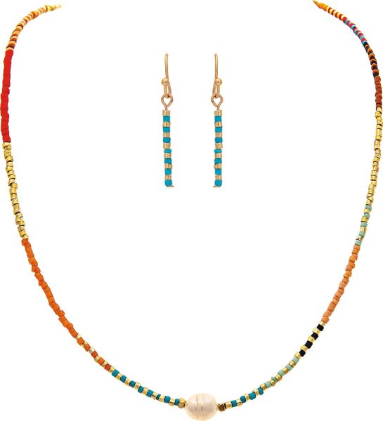 RAIN BOHO SEED BEAD NECKLACE SET