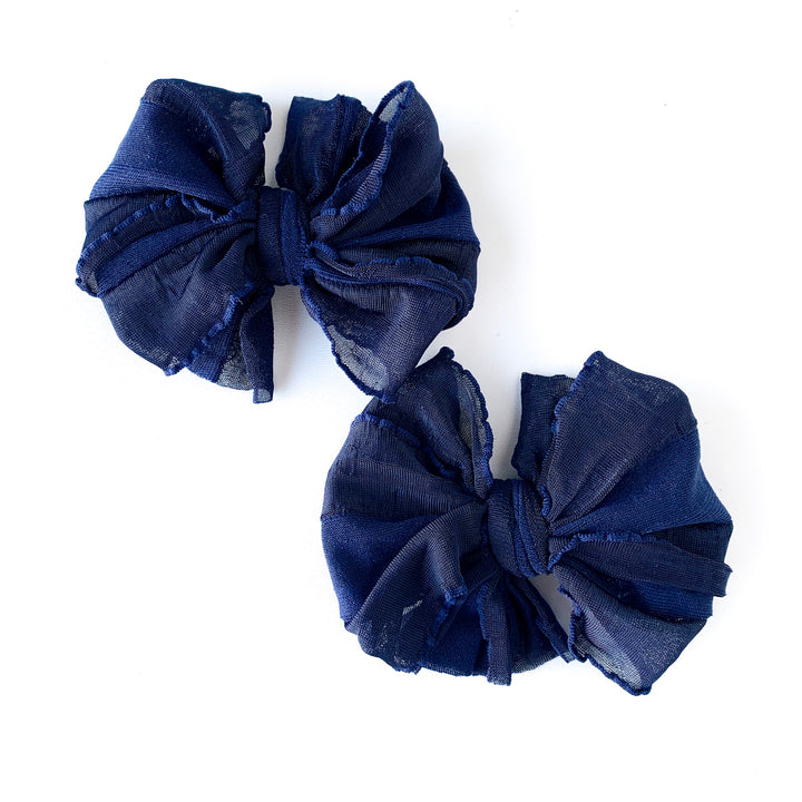 IN AWE BOW PIGGY CLIP-SET OF 2-NAVY