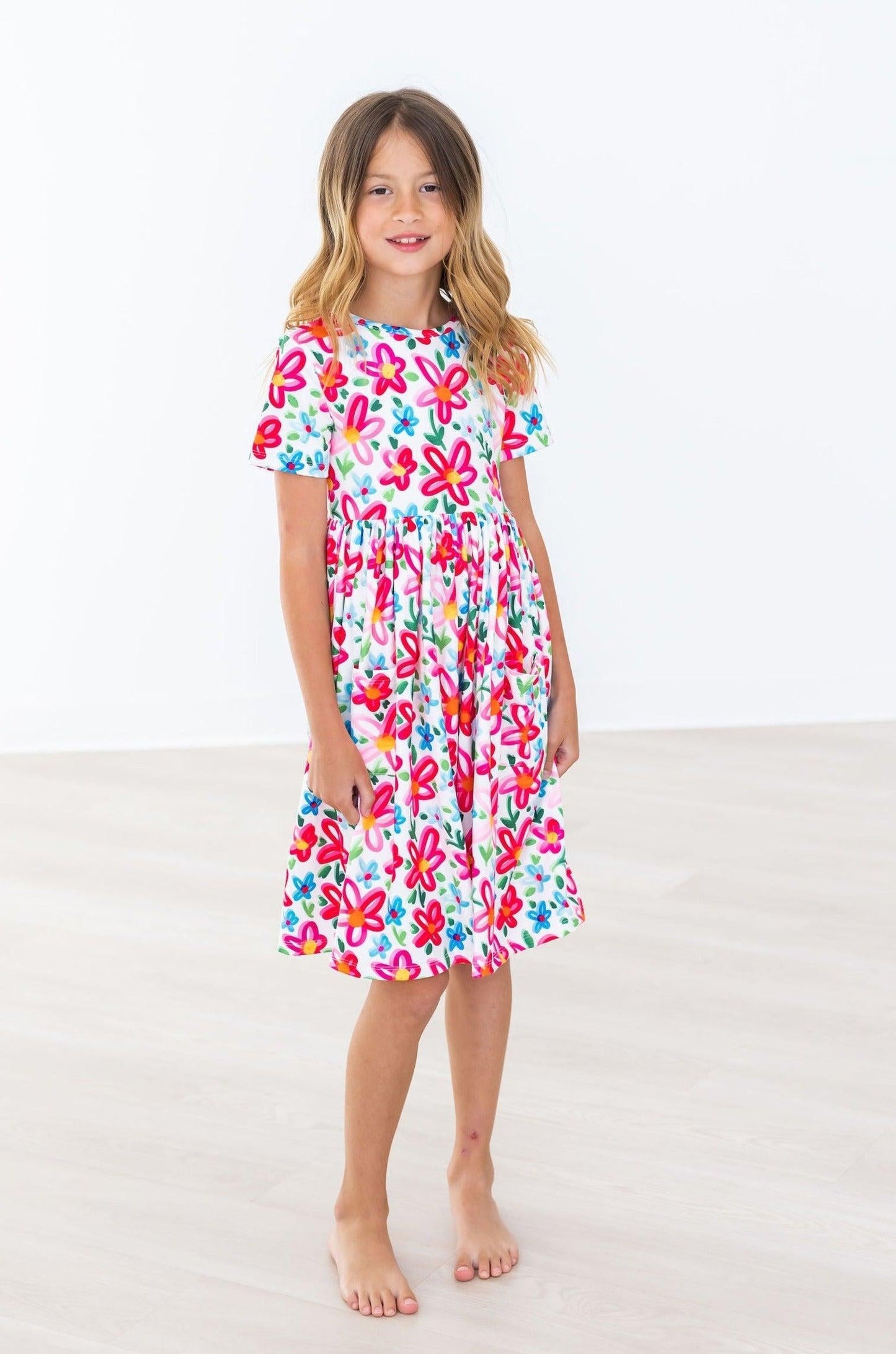 MILA & ROSE TWIRL DRESS-NEON FLORAL 9-10