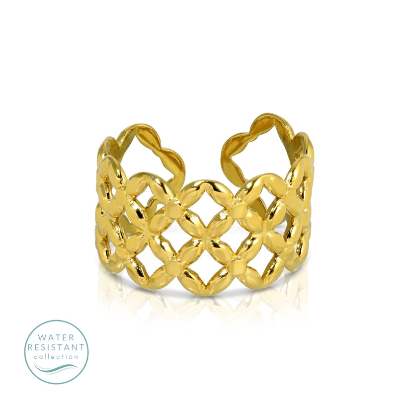 SPLENDID IRIS-MULTI OPEN QUATREFOIL ADJUSTABLE RING