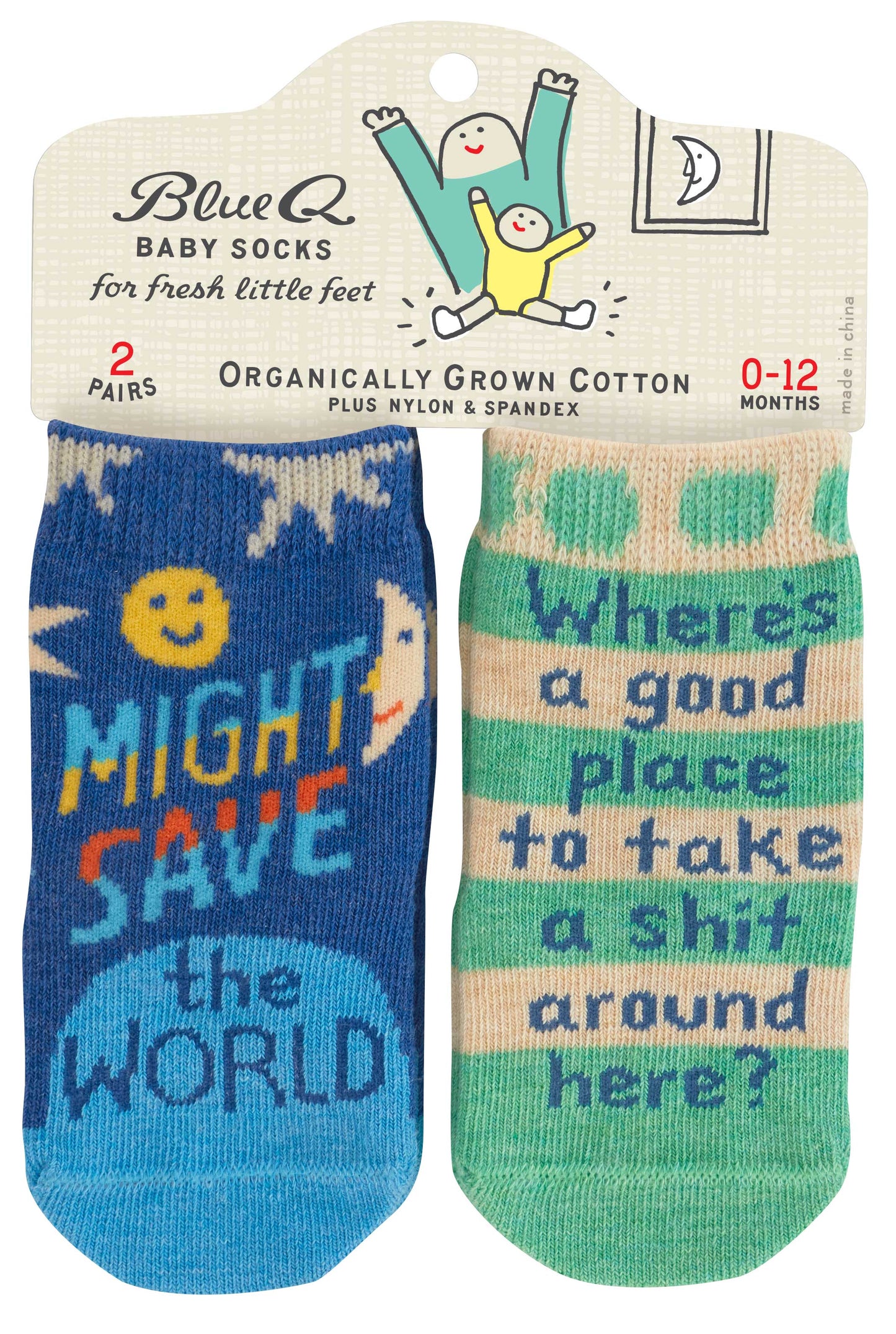 BLUE Q SOCKS-SAVE WORLD/TAKE SHIT