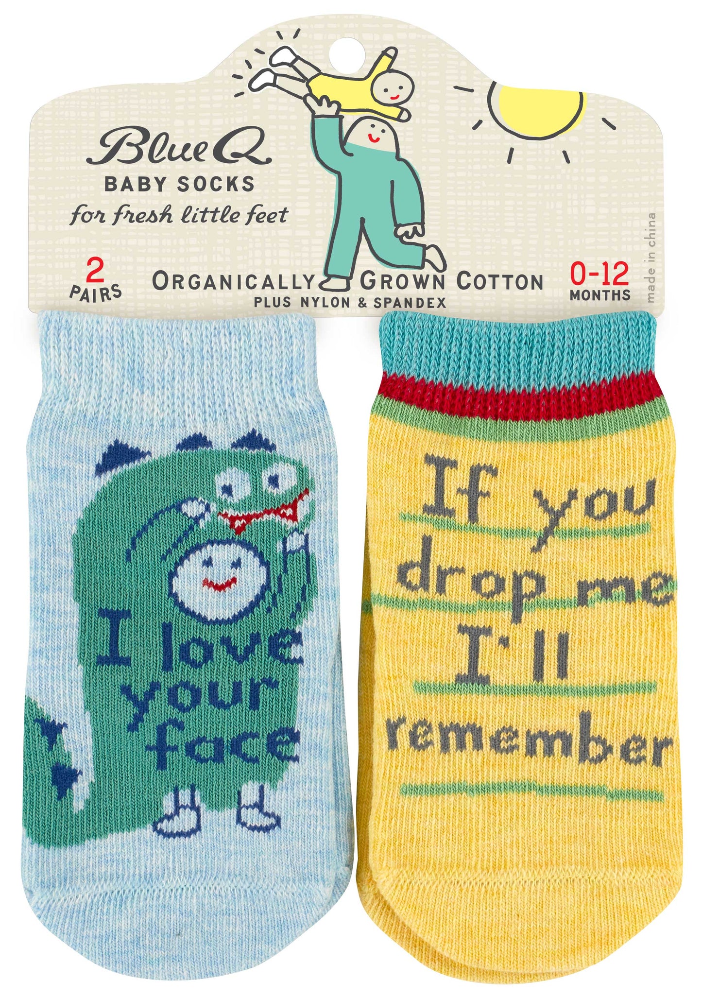 BLUE Q SOCKS-YOUR FACE/DROP ME BABY