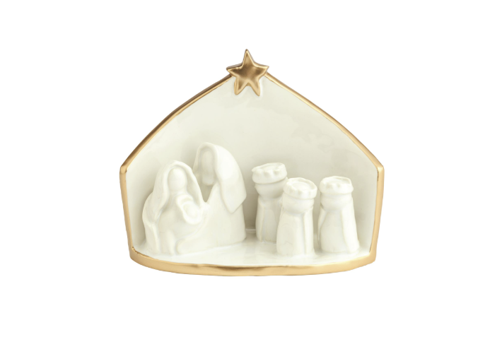 MUD PIE CERAMIC GOLD EDGE NATIVITY