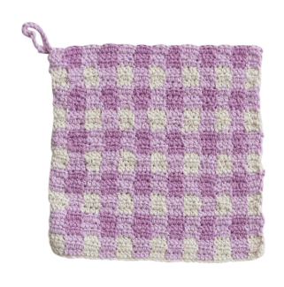 COTTON CROCHETED PLAID POT HOLDER