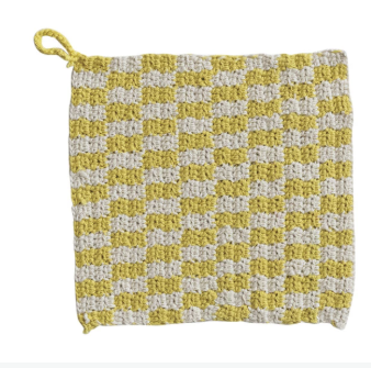 COTTON CROCHETED PLAID POT HOLDER
