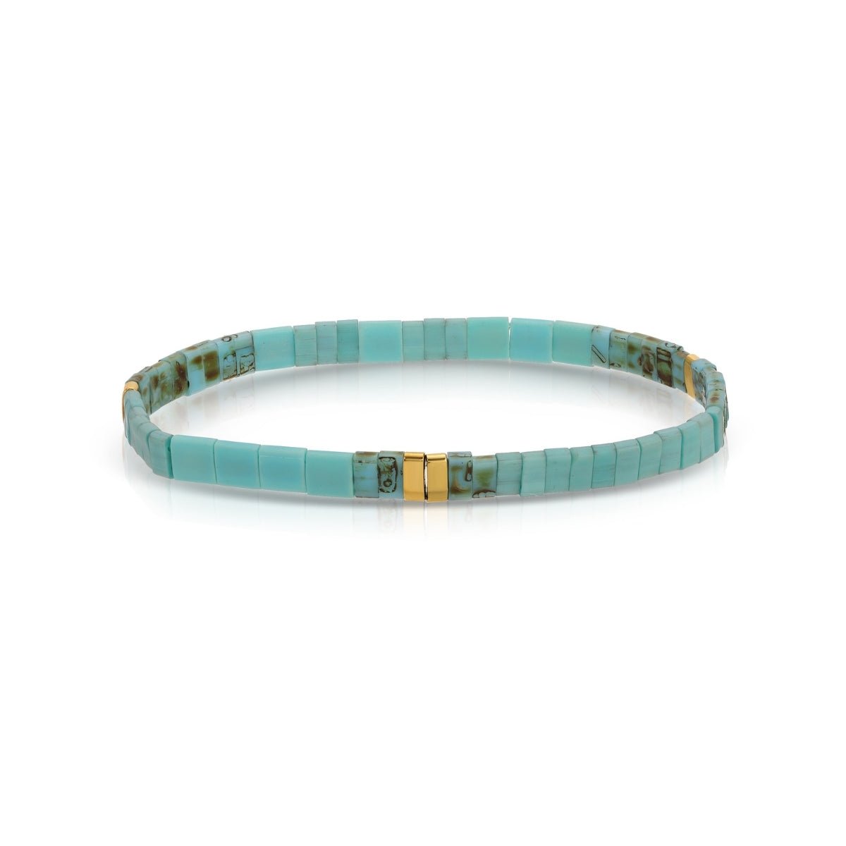 SPLENDID IRIS-MIYUKI TILA STRETCH BRACELET-TURQ/GO