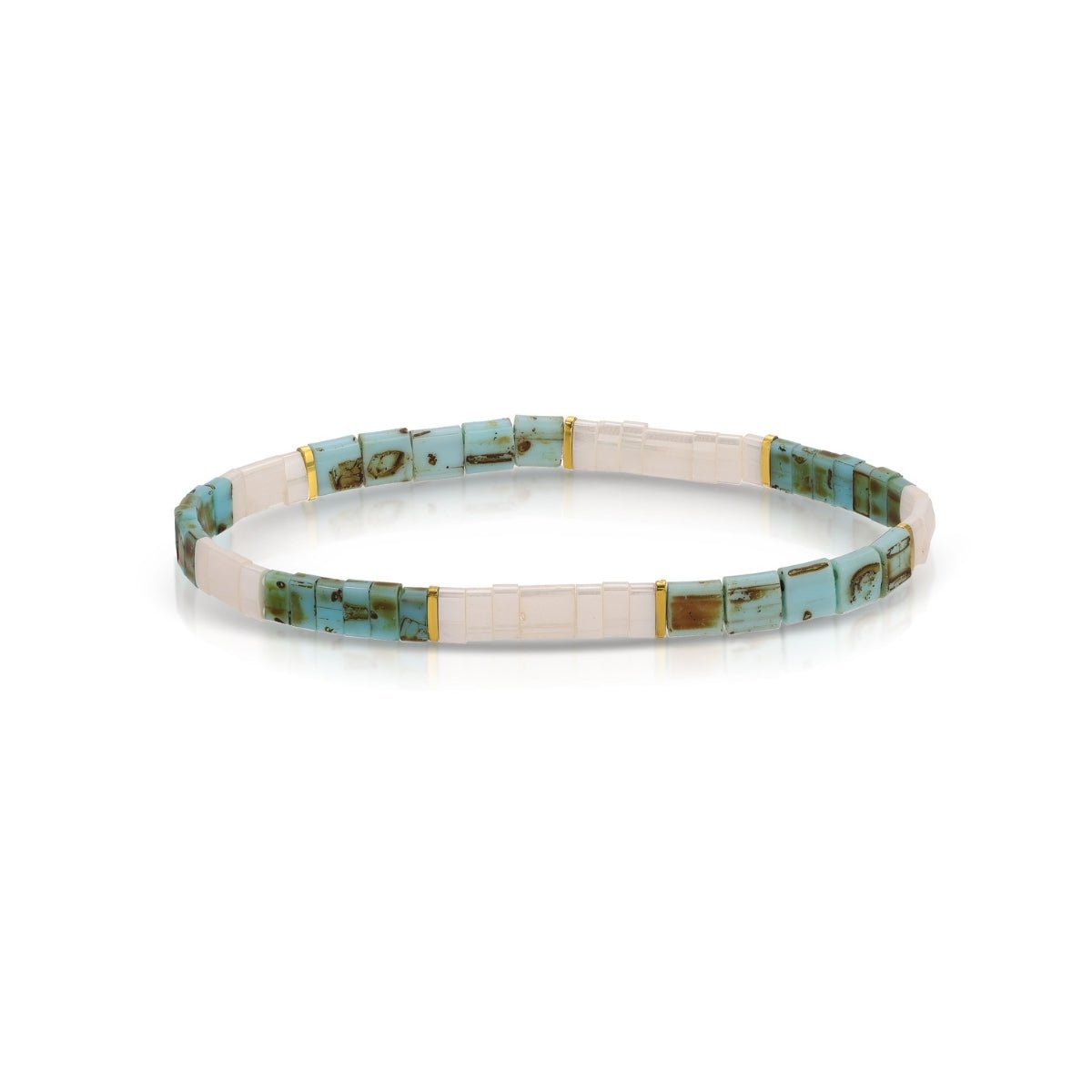 SPLENDID IRIS-MIYUKI TILA STRETCH BRACELET-LTURQ/W
